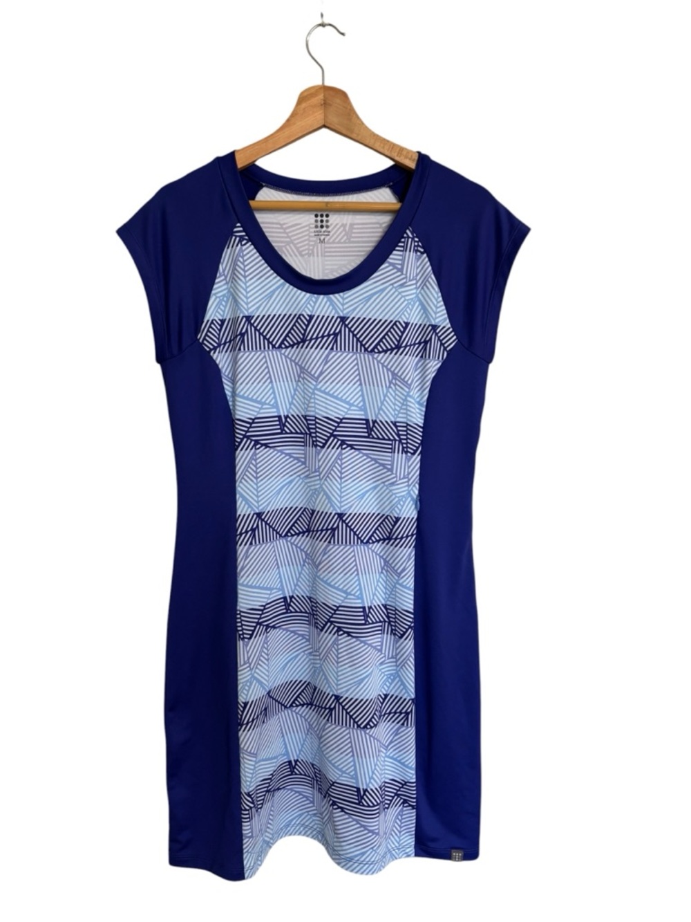 Title Nine Gidget 2.0 athletic blue purple geometric stripe print sheath dress M